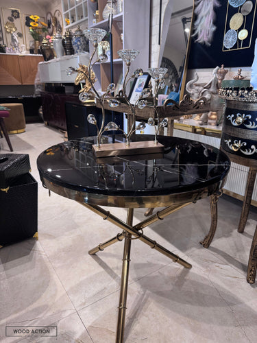 Brass Round Table Marble Top Living Room