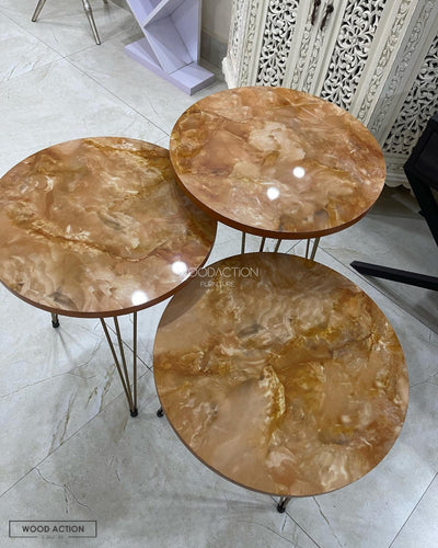 Brown Gold Nesting Table Set Of 3