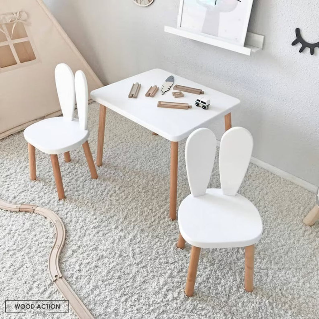 Bunny Rabbit Table & Chairs – Wood Action