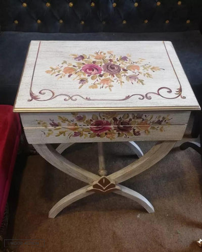 Elisa White Table Hand Painted