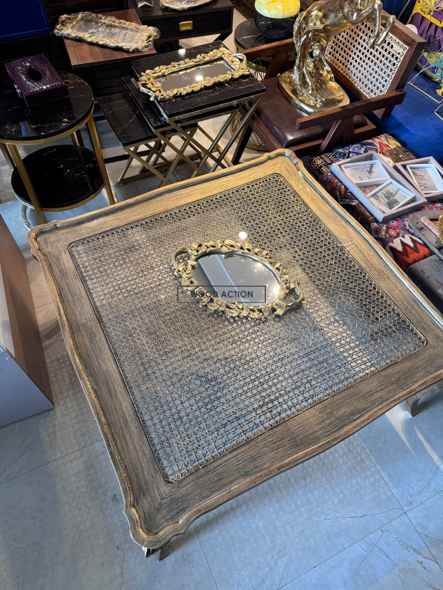 Gold Cane Center Table