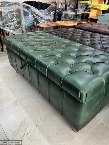 Green Leather Premium Puffy Storage