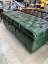 Green Leather Premium Puffy Storage