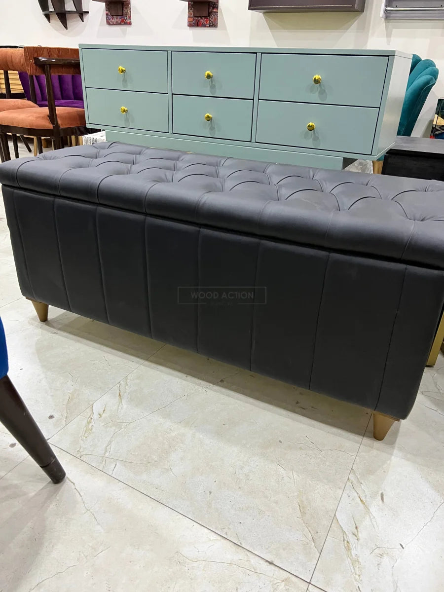 Leather Black Aster Puffy Storage