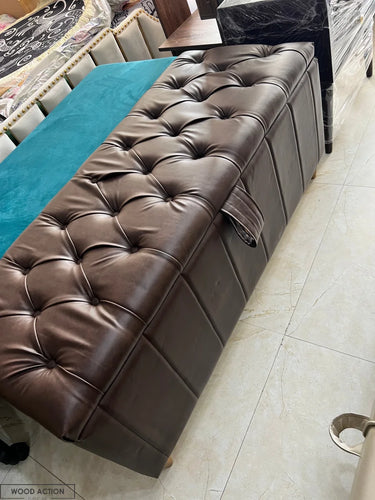 Leather Brown Aster Puffy Storage