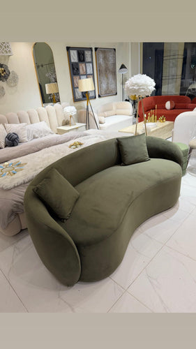 Olive Green curved sofa