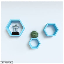 Set Of Three Hexagon Shelf - Multicolor Blue