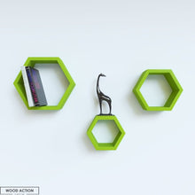 Set Of Three Hexagon Shelf - Multicolor Green