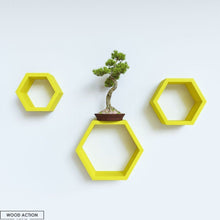 Set Of Three Hexagon Shelf - Multicolor Yellow