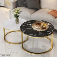 Triss Coffee Table Black And White Top Gold Legs