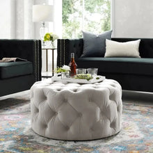 Tufted Ottoman Light Grey