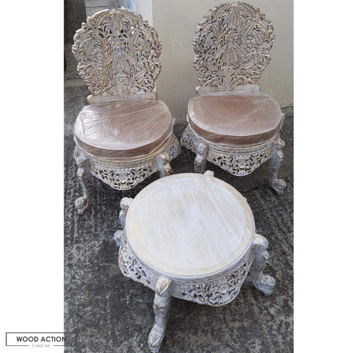 White And Gold Chanioti Chairs Table Set