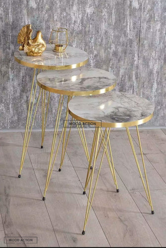 Goldy Nesting Table Set Of 3 Set Round Tables